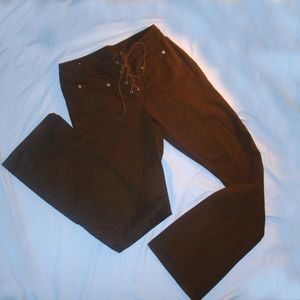 Vintage Polo Jeans Leather Lace Crotch Flared